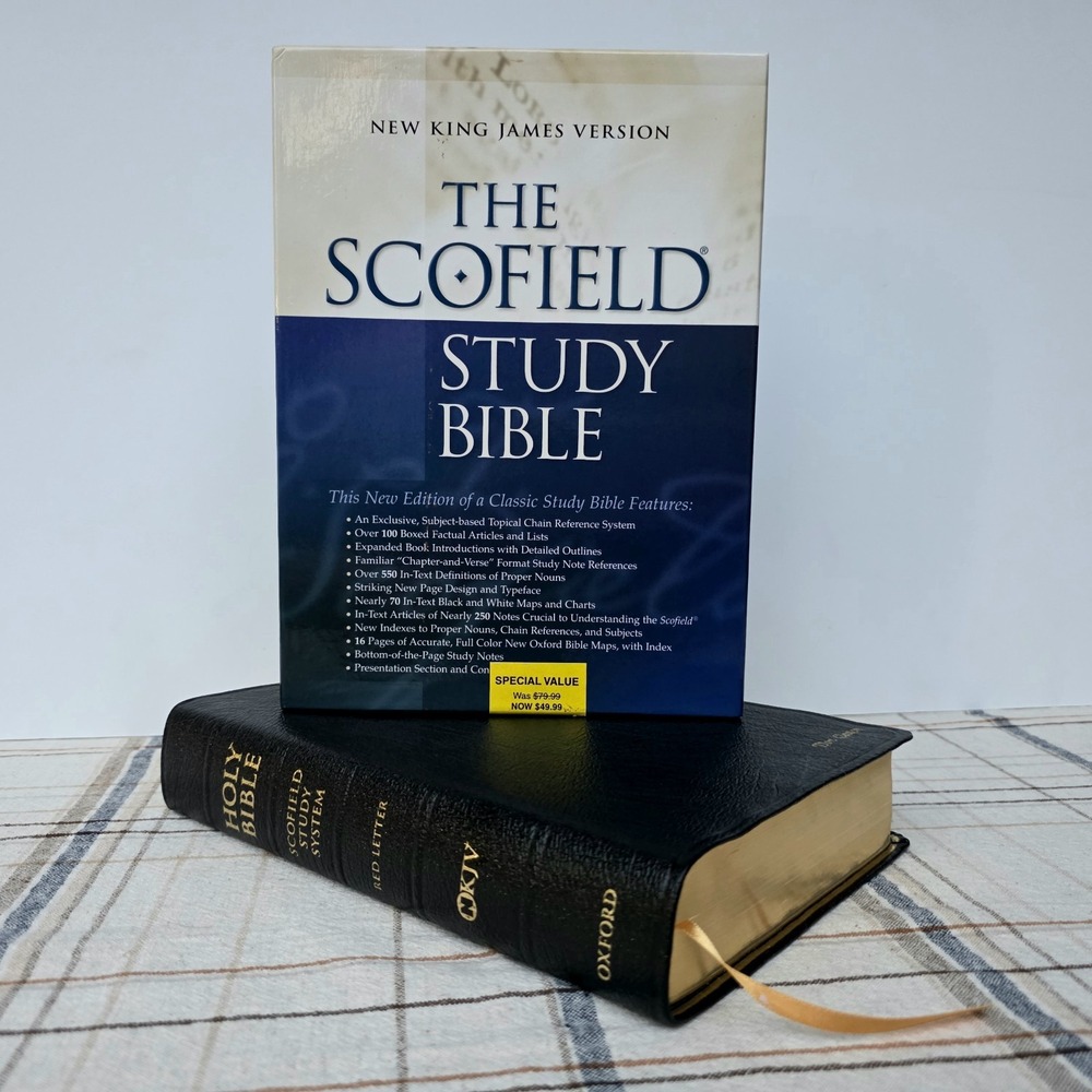 Scofield Study Bible NKJV 2002 Black Genuine Leather Vintage with Original Box